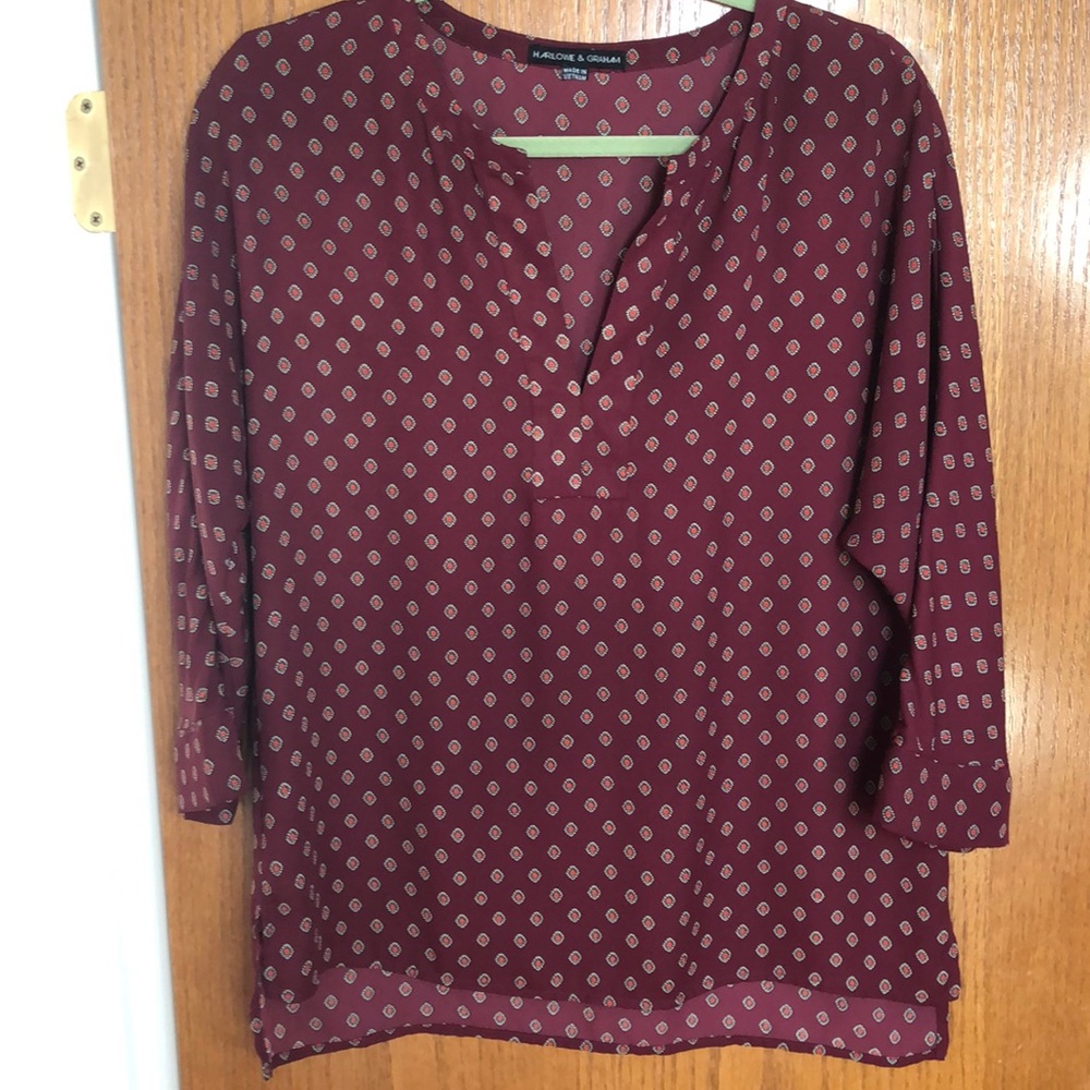 Maroonish plumish patterned blouse